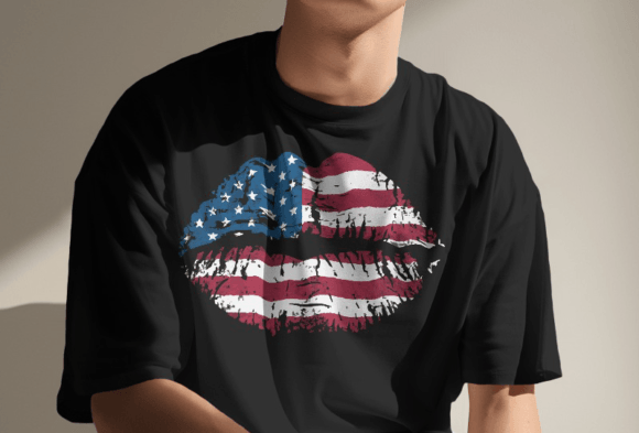 American Lips T-shirt Design: Bold Typography for Brand Impact
