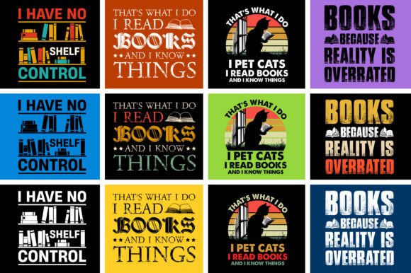 Book T-Shirt Design Bundle: Trendy POD & Apparel Graphics