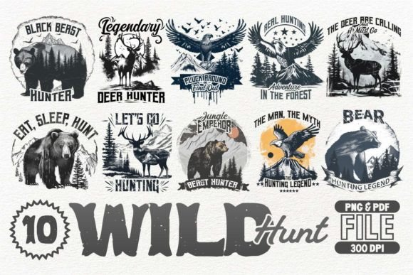 Wild Hunt T-Shirt Design Bundle: Your Next Creative Asset